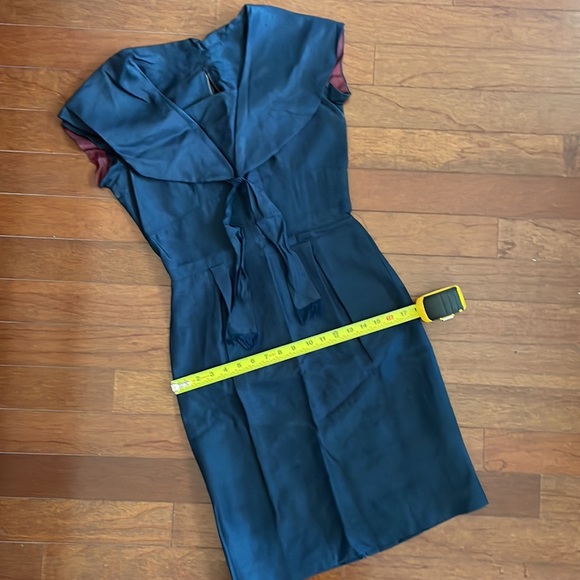 1950’s Vintage Peck & Peck blue sharkskin wiggle cocktail dress Small 26w VLV - Picture 9 of 15